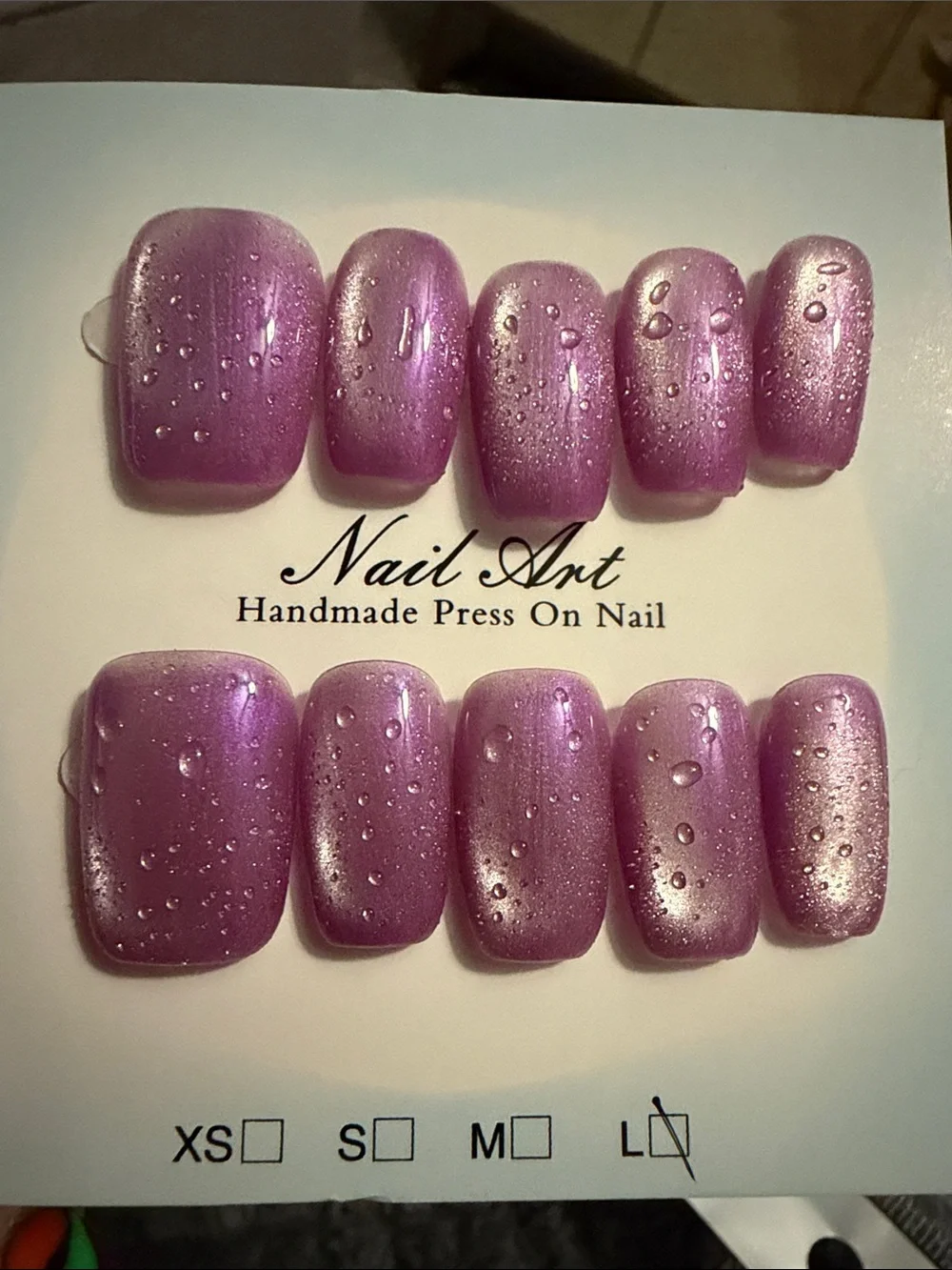 Handmade Press-On Nails - Cateye Lavender Pink